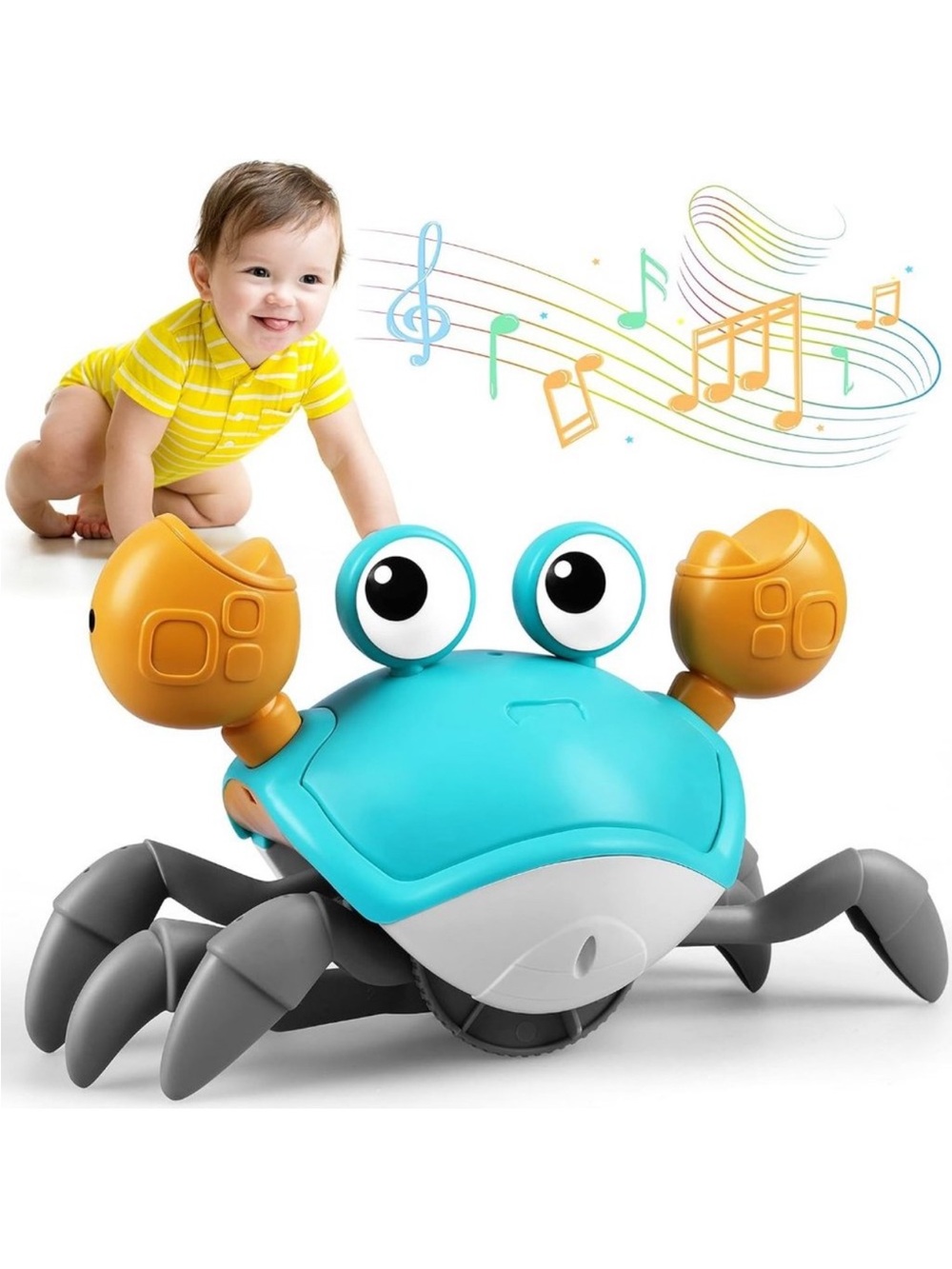 Colorful Musical Crab Toy for Kids - Teal & Orange